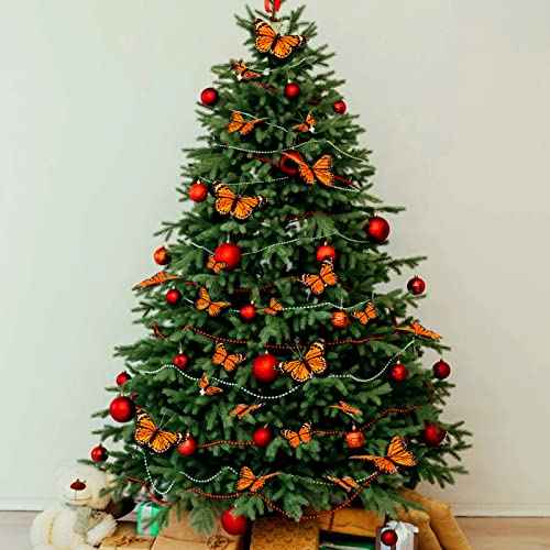 24 Pcs Monarch Butterfly Decorations Monarch Butterfly Hair Clips Feather Barrettes Clips Decor Artificial Fake Flying Creatures for Craft Cosplay Wedding Party, 4 Sizes(Orange)