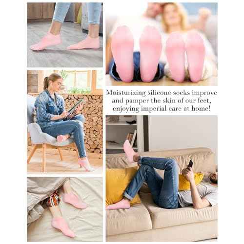 Silicone Moisturizing Socks for Women Dry Cracked Feet, Soft Gel Rubber Socks, Women Foot Care Spa Pedicure Silicone Socks for Cracked Heel and Softening Rough Skin, Calluses (1 Pair)