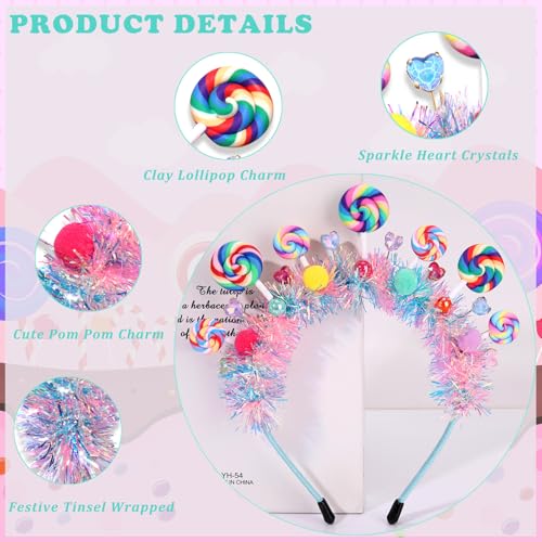 NVENF Candy Headband Costume Accessories Christmas Candy Cane Lollipop Headbands Halloween Holiday Christmas Outfit for Women