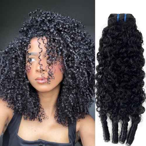 Burmese Curly Bundles Human Hair 22 Inch 3C4A Water Wave Quick Weave with Spiral Curly End 100% Unprocessed Kinky Curly Human Bundles in Hair Extensions Natural Black