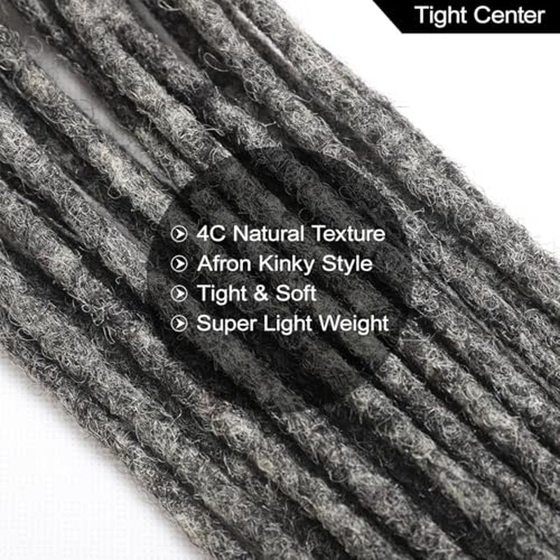 Salt and Pepper Loc Extensions Human Hair 0.6cm 8 Inch 30 Strands Nature Grey and Black Dreadlock Extensions Real Human hair for Women/Men/Kids Full Handmade Permanent Butterfly Gray locs