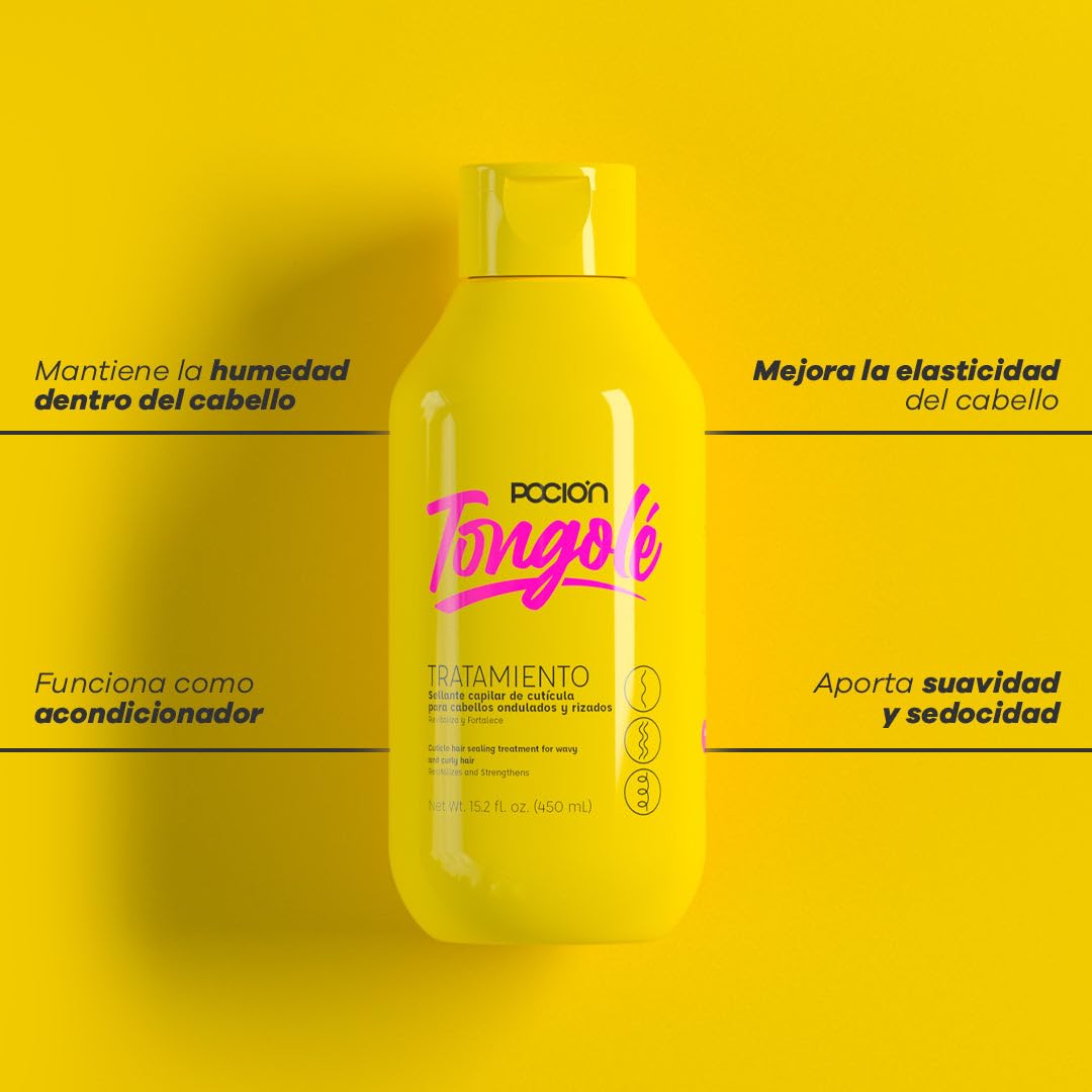 La Pocion Tongolé Treatment Conditioner – 15.2 Fl Oz (450 ml) Curly Hair Sealing Treatment for Wavy and Curly Hair – Revitalize and Strengthen