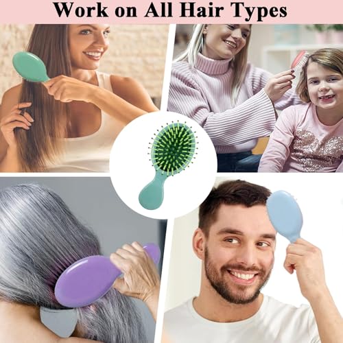 12 Pack Mini Hair Brush Bulk, Wet Hair Brush for Travel, Mini Brush for Most Hair Types, Travel Brushes, Bridesmaid Gifts