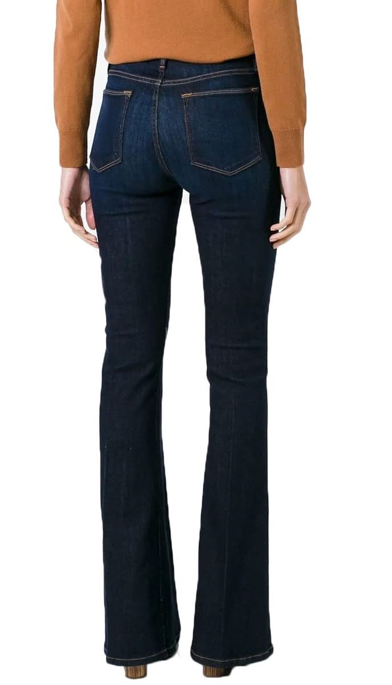 GALMINT Women's Fashion High Waisted Wide Leg Bootcut Slim Denim Flare Bellbottom Jeans (Dark Blue, US 10)