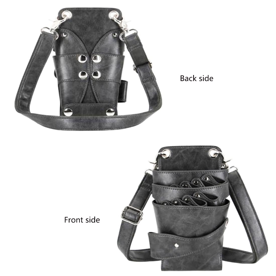 Scissors Bag- Soft Leather Salon Barber Hairdressing Scissor Shears Holster Hair Stylist Tools Bag with Waist Shoulder Belt