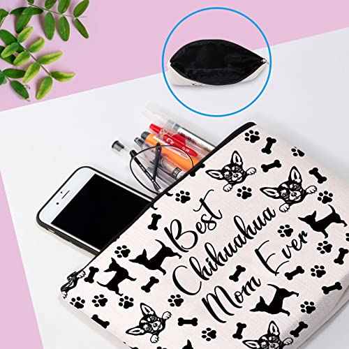 GJTIM Chihuahua Mom Gift Chihuahua Owner Gift Best Chihuahua Mom Ever Chihuahua Gift Makeup Bag Animal Dog Lover Gift (Chihuahua Mom Bag)