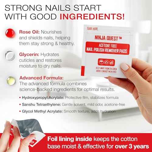 Nail Polish Remover Pads 100% Non Acetone - 200 Pack of Individually Wrapped Bulk Set Gel Nail Polish Remover Wipes - Fingernail Travel Kit to Clear Nail Polish for Home & Professional Removal