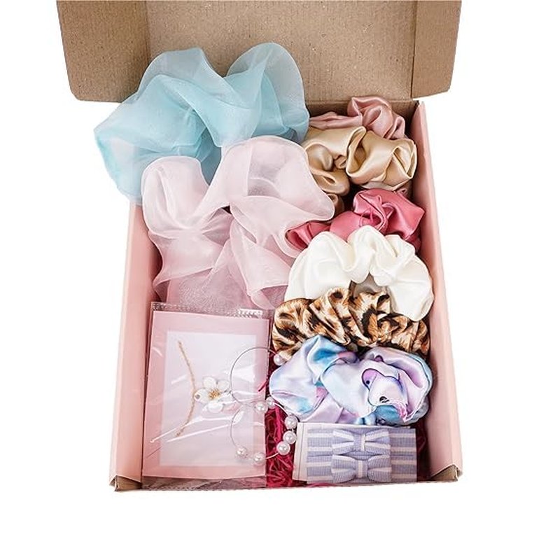 Luxury Hair Accessories Gift Box - Scrunchie Set with Earrings & Hair Pins | Perfect Birthday, Valentine's, Anniversary Gift for Women