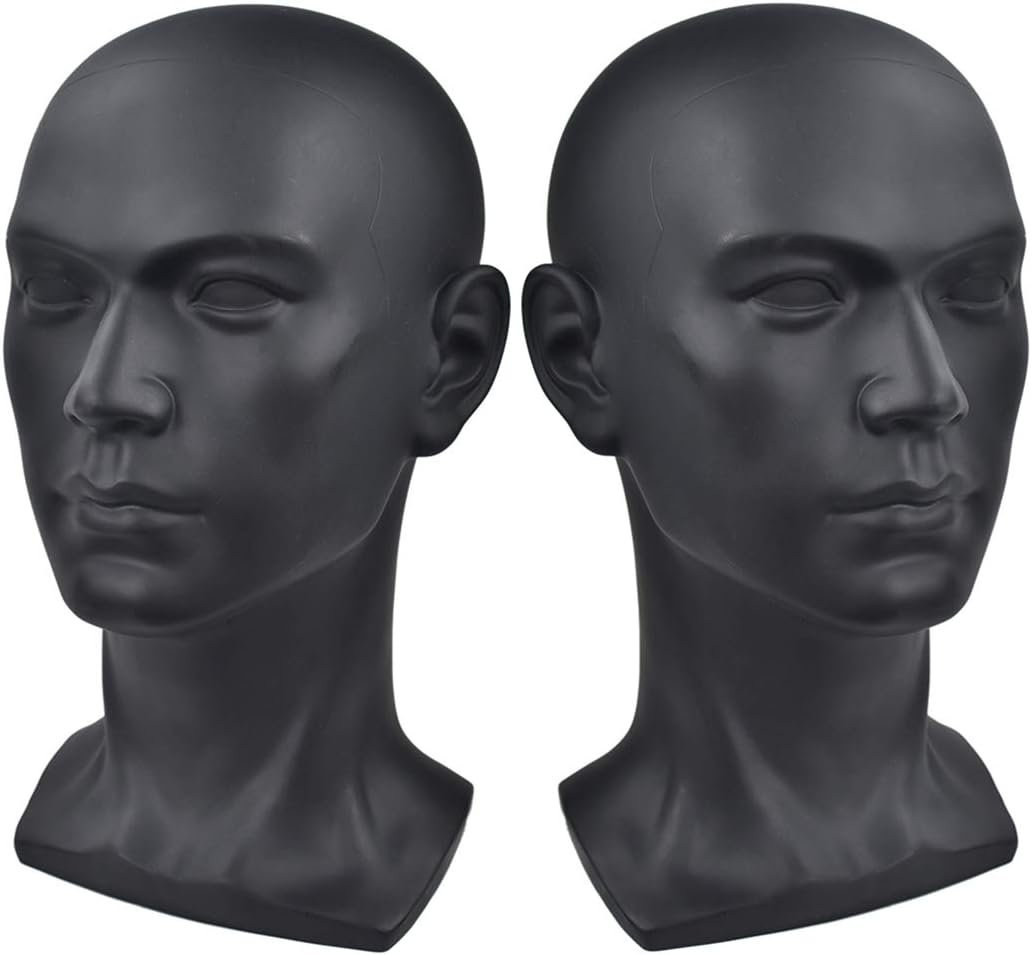 Professional PVC Male Mannequin Head - Display for Headphones, Wigs, Hats & Glasses | Ideal Training Model (L30YH)
