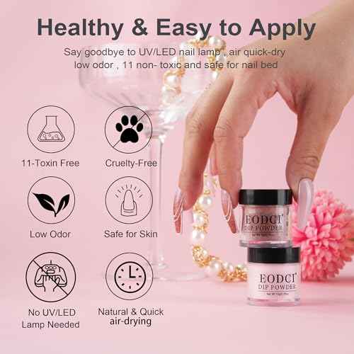 Dip Powder Nail Kit Starter, 6 Colors Glitter Dark Black White Dipping Powder Kit With Base & Top Coat/Activator/Brush Saver, Nail Art Manicure Salon DIY for Daily at Home Party Gifts for Women