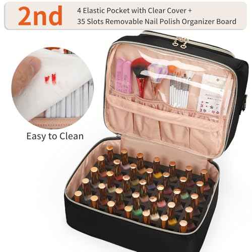 CUBETASTIC Nail Polish Organizer, Portable Nail Polish Storage Case Holds 45 Bottles Nail Polish & Nail Lamp, Travel Nail Supplies Organizer for Nail Tech Kit & Manicure Tools