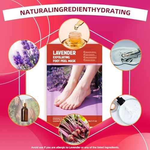 Foot Peel Mask for Dry, Rough Feet ? Exfoliating Foot Mask with Fruit Acids, Lavender & Urea ? Peeling Socks for Dead Skin & Cracked Heels ? Foot Care for Women & Men