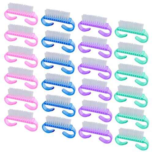 Handle Grip Nail Brush, 24 Pack Small Fingernail Brushes, Hand Scrub Cleaning Brush Kit for Nails and Toes Women Men, Multicolor