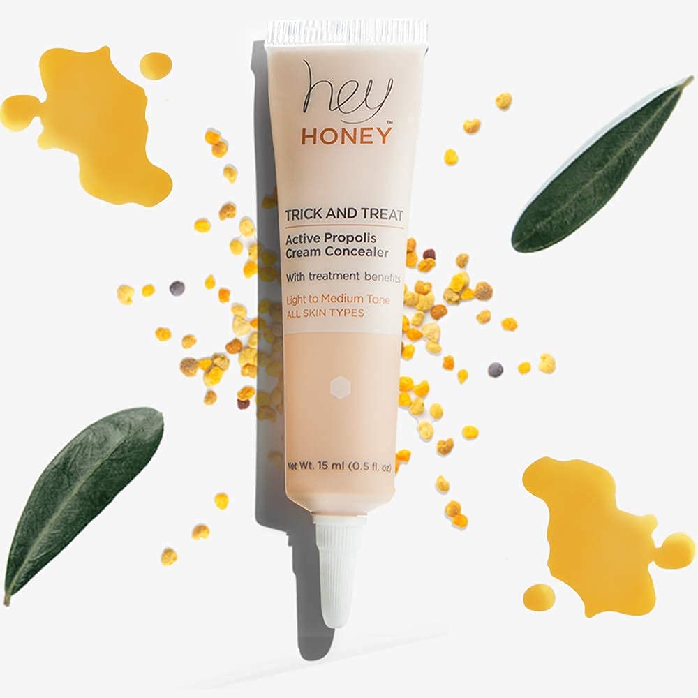 Hey Honey Skincare Trick & Treat Active Honey & Propolis Full Coverage Concealer | For Acne & Blemishes, Dark Spots, Around The Eye Dark Circles & Discoloration | Deep Tone | 0.5 Oz.