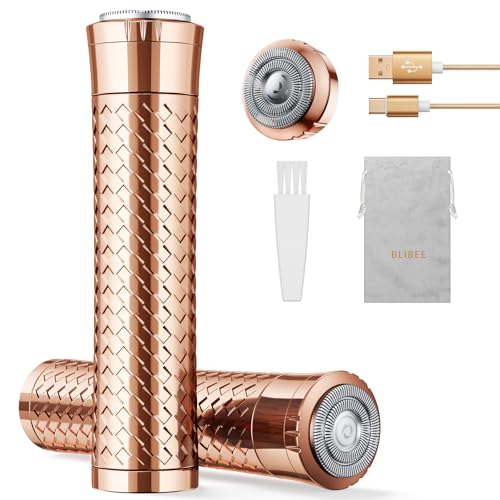 Facial Hair Removal for Women, Rechargeable Hair Removal Device, Painless Face Electric Razor/Shaver for Lip, Arms, Face, Peach Fuzz (Gold)