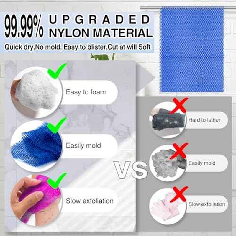 4 Pieces African Net Sponge for Deep Exfoliation ? African Net Sponge Authentic, Exfoliating Washcloth, Quick-Drying African Exfoliating Net for Smooth & Glowing Skin(Blue, Green, Purple, White)