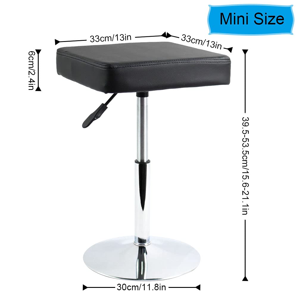 FURWOO Black Square Salon Stool - Height Adjustable Step Stool for Vanity,Manicure,Shop,Barber Home Office,Small