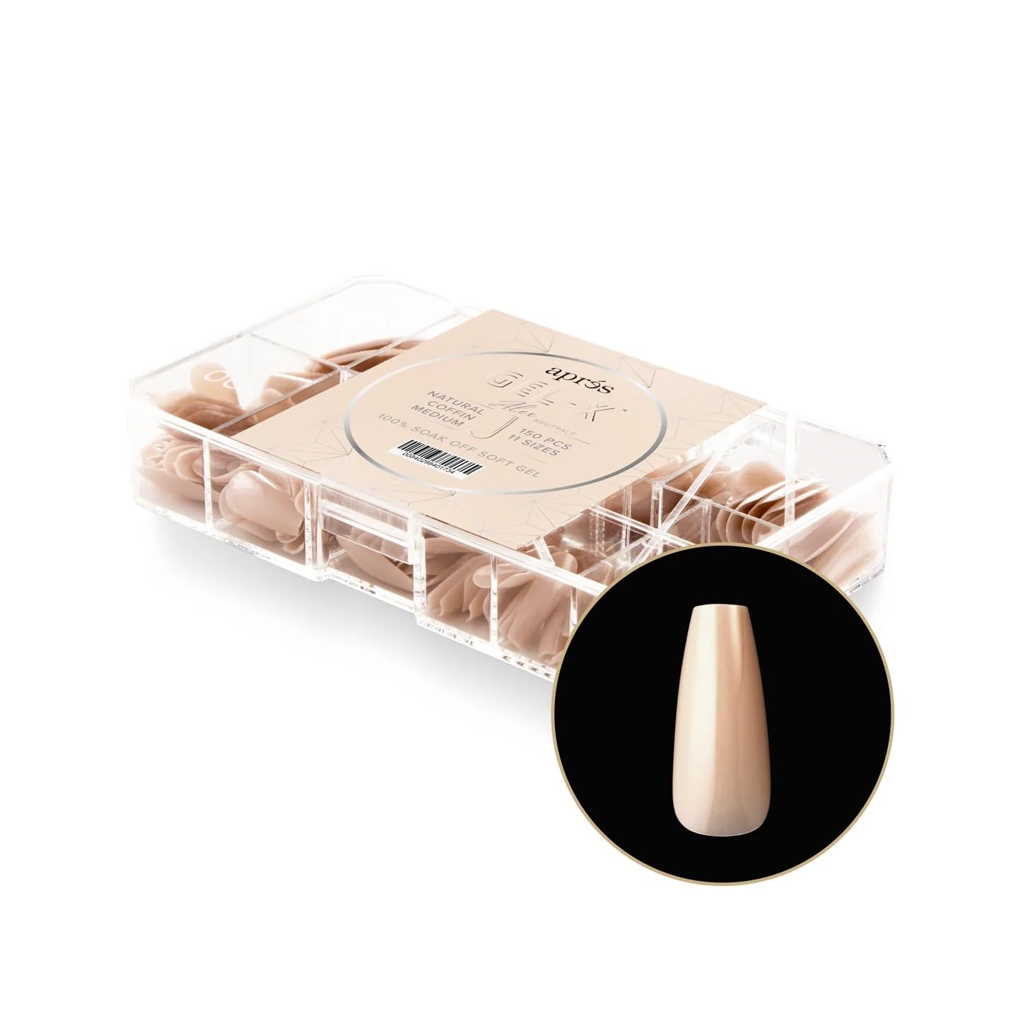 Apres Nail Neutrals Gel-X Alex Natural Coffin Medium & Lila Natural Round Medium Box of Tips Bundle | Includes 300 Gel-X Tips | Premium Quality | 11 Sizes 00-9