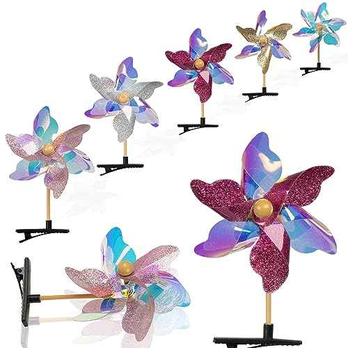 30PCS Sequin Pinwheel Hairpin for Teen Girls Hair Styling Accessories Barrettes Cute Windmill Assorted Alligator Hair Snap Clips with Wind Spinner