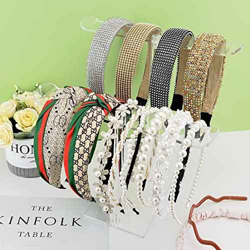 Bigfety Acrylic Headband Holder, Hair Accessories Organizer Clear Stand for Girls (2-Tier & 2-Panel)