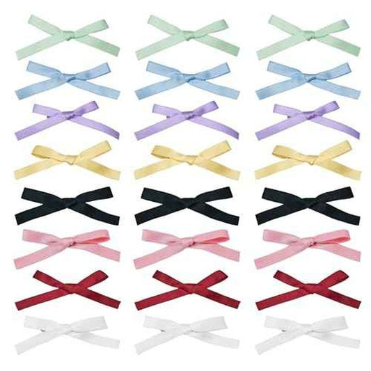 24PCS Hair Ribbons for Women - Small Hair Bows, Thin Bows for Girls, Ribbon Hair Clip Cute Hair Accessories for Daily Use, Birthday Gifts for Her, 8 Colors