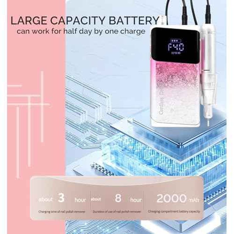 Professional Nail Drill ,OBEEGOO Electric Nail Drill 40000RPM Portable Electric E File Portable Acrylic Nail File Tools for Gel Nail ,Nail Beauty Salon (Pink)