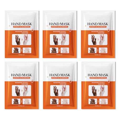 Hydrating Hand Masks, 6PCS Hand Mask Moisturizing Gloves for Men Women, Smooth Long Lasting Soft Exfoliating Hand Peeling Spa Mask Moisturizer Beauty Gift Set for Dry Cracked Rough Dull Hands£¨E)