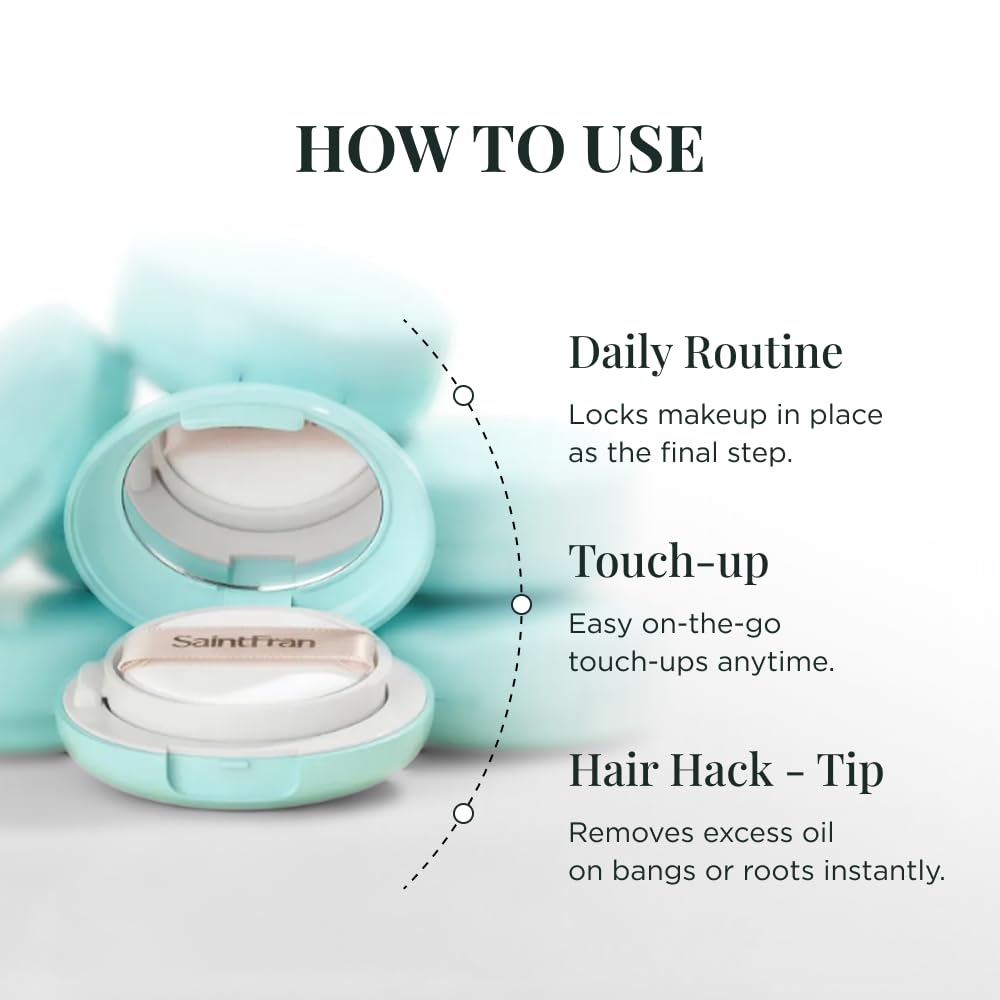 SaintFran Paris X Seoul SKIN FINISH POWDER 0.21 oz. Weightless Breathable Powder, Seamless Pore Blurring finish and texture correction, Superior pore minimizing for All Day Oil Control, K-Beauty