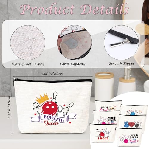 Bowling Gifts for Women - 6Pcs Bowling Accessories Makeup Cosmetic Bag Purse Pouch with Zipper, Ball Sports Gifts for Girls Sisters Besties Friends