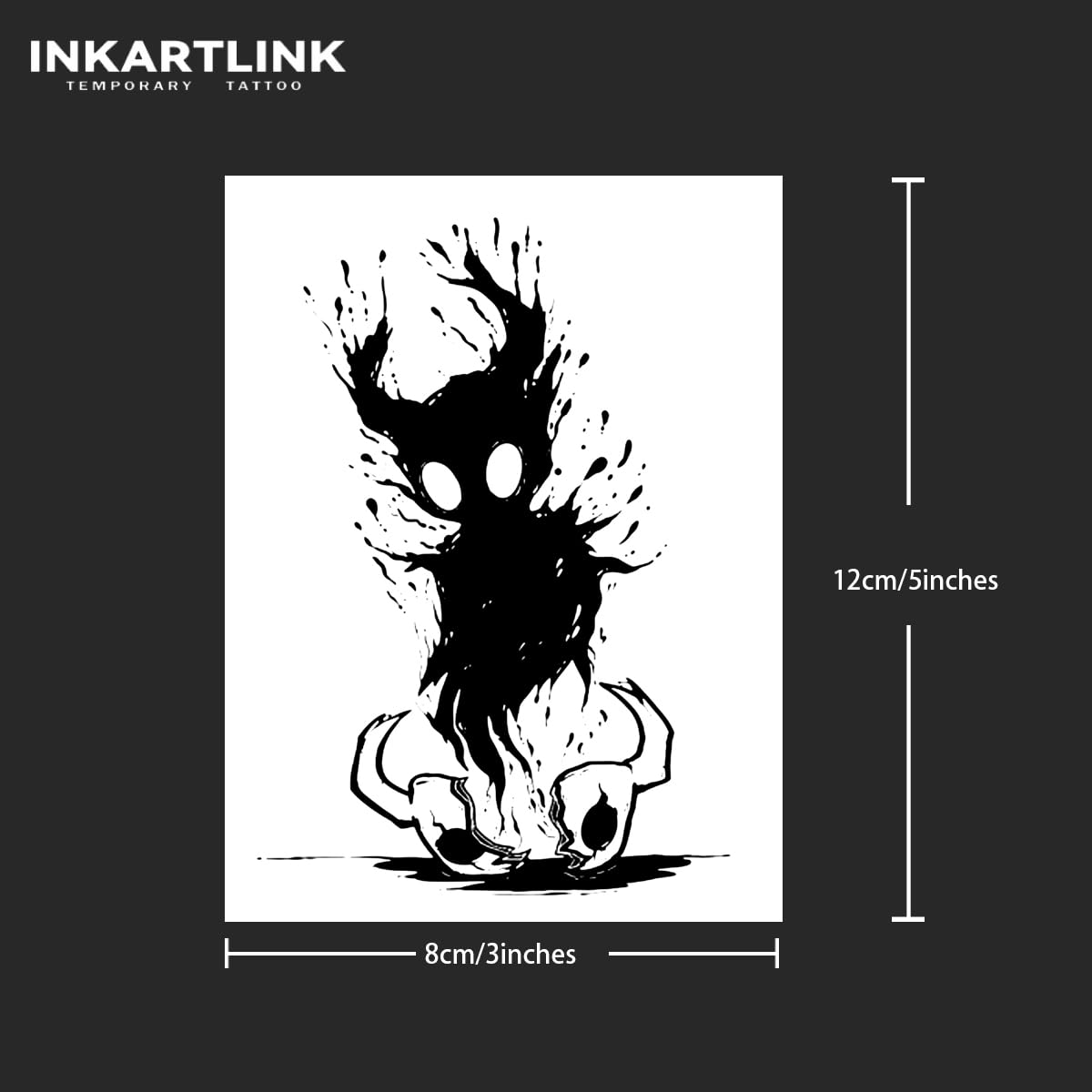 INKARTLINK Tattoo Tech, 2 Sheets Medium Semi Permanent Tattoo, Adult Art Design Temporary Tattoos, Lasts 1-2 Weeks, Waterproof, Realistic Look, No Adhesive, No Reflection (Demon Unsheathed)