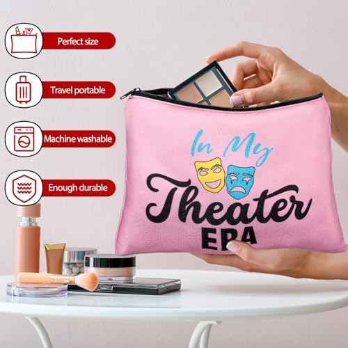 Reginary 12 Pcs Theater Makeup Bags Bulk Theater Gifts for Women Musical Broadway Cosmetic Bags Zipper Pouch Drama Comedy Tragedy Mask Gifts for Theatre Lovers Actors and Students