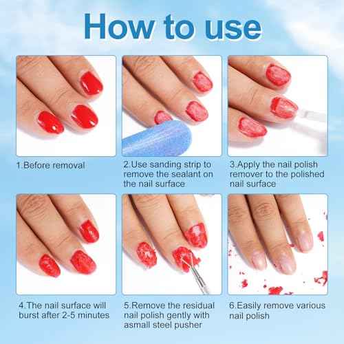 Gel Nail Polish Remover, Remove Gel Nail Polish Within 3-5 Minutes - Quick & Easy Polish Remover - No Need For Foil, Soaking Or Wrapping with 1 PCS Cuticle Pusher + 1 PCS Nail Polish Scraper