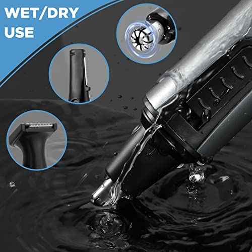 AREYZIN Nose Hair Trimmer for Men,Rechargeable Ear and Nose Trimmer Kit,Professional Painless Eyebrow Facial Hair Clipper, IPX7 Waterproof,Dual Edge Blades Easy Cleansing,Dark Gray