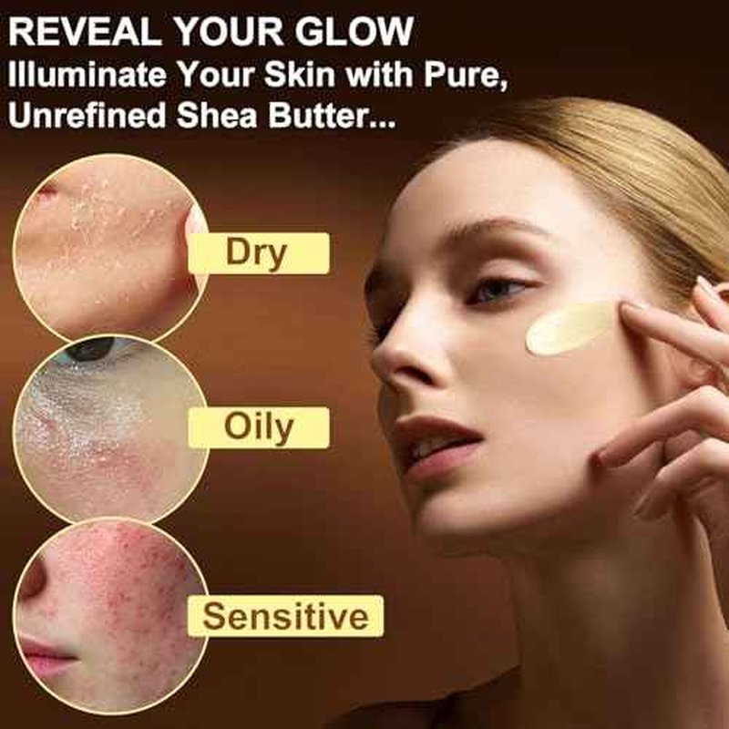 Raw & Unrefined Shea Butter for Body, Face & Hair, Pure Shea Butter with vitamins A, E & F, Long-Lasting Hydration for Dry Skin, Hair Care, DIY Lip Balm, Natural Moisturizer