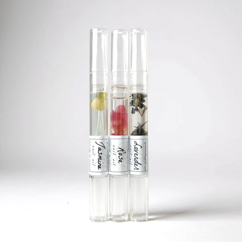 Greenmade Goods Cuticle Oil Trio – Lavender, Jasmine & Rose Pens with Real Flower Petals – Nourishes, Strengthens, Repairs & Protects – Natural Gift Set (3 Pack)