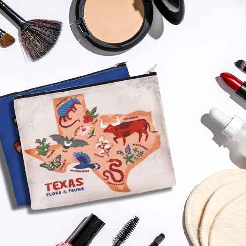 6 Pcs Texas Souvenir Gifts Cosmetic Bag Texas Makeup Bag Texas Themed Zipper Pouch Texas Gifts for Women Traveler Souvenirs