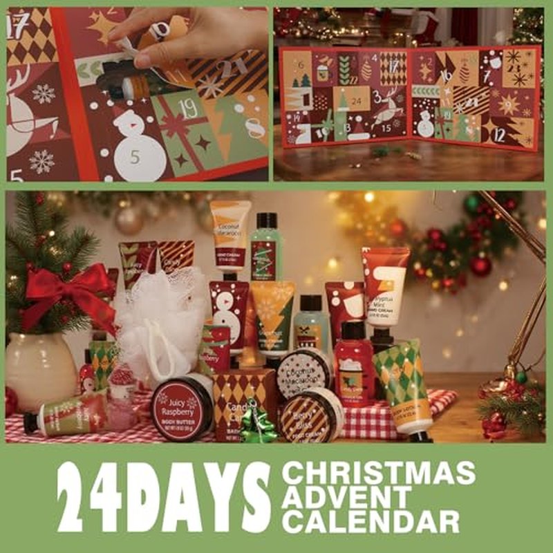 Advent Beauty Calendar 2025 Womens-24 Days of Skincare Advent Calendar for Teen Girls Christmas Gifts for Women, Xmas Countdown Calendar 24pcs Hand Cream Gifts Bath Sets with Body Scrub, Bath Bomb
