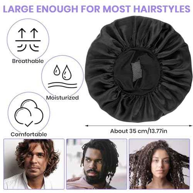 Silk Bonnet for Men, Satin Bonnet Elastic Band Silk Sleep Cap Soft Adjustable Hair Cap Hair Wrap for Women Sleeping