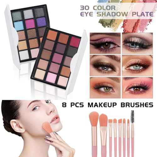 All In On Makeup Kit Makeup Set For Teens, Women, Girl and Beginners Includes Eyeshadow Concealer Palette Lip Gloss Set Lipstick Eye Pencil Makeup Brushes