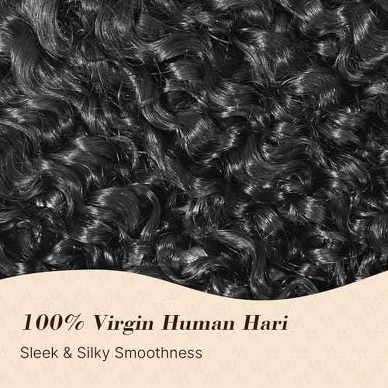 Wequeen 16A Burmese Curly Human Hair Bundles 18 20 22 Inch 100% Unprocessed Brazilian Virgin Hair Quick Weave Bundles Human Hair Extensions Real Human Hair, Natural Black