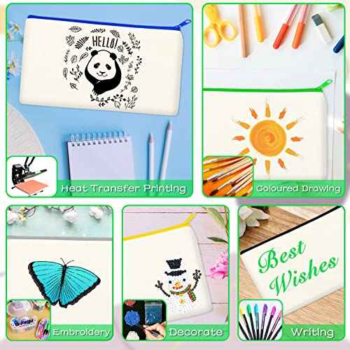 ZeeDix Canvas Pouch- Multi-purpose Cosmetic Bag with Zipper, DIY Craft Canvas Zipper Pouch Blank Makeup Bags Bulk Travel Toiletry Bag for Storage (8.3 x 5 inches)