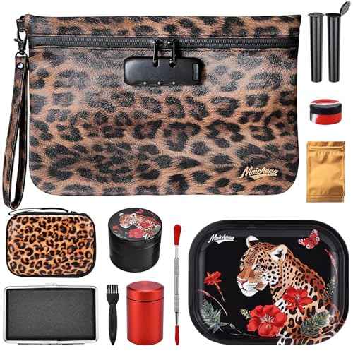 Storage Bag with Combination Lock and Accessories Travel Medicine Bag Container Money Cosmetic Organizer Great Christmas Gifts for Women Leopard
