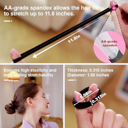 120pc Hair Ties No Damage Snag Free for Thick Hair, Seamless No Pull Elastic Ponytail Holders for Women Girls(Classic 5 Colors)