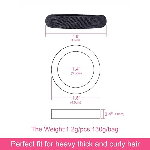 J-MEE Hair Bands Hair ties for Thick Hair 100PCS Seamless Cotton Simply Ponytail Holders Headband Scrunchies Hair Accessories No Crease Damage (Neutral Colors)