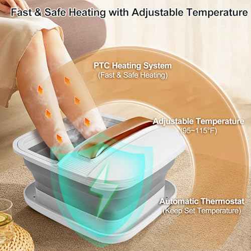 Collapsible Foot Spa with Heat and Massaging,Remote Control,Water Jet,Rollers Massage,Temperature Control, Red Light,Pedicure Kit Foot Spa Foot Bath