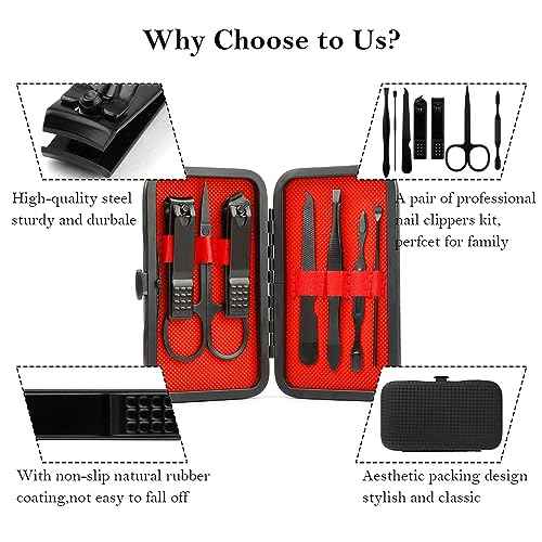 Manicure Set, Stocking Stuffer for Men, Nail Clipper Kit, Nail Clipper Set, Nail Care Kit, 8 In 1 Manicure Kit Grooming Kit Stainless Steel Facial Pedicure Care Tool, Christmas Gifts for Men Dad Teens
