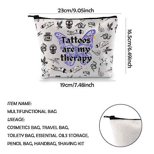 WCGXKO Tattoo Artist Gift Gothic Tattoos Are My Therapy Zipper Pouch Makeup Bag