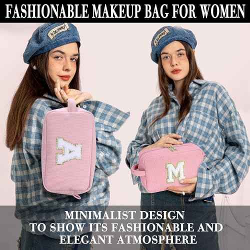 YOOLIFE Initial Travel Makeup Bag Cosmetic Bag - Teen Girl Gifts Trendy Stuff Friend Birthday Gifts for Women Teen Girl Kids