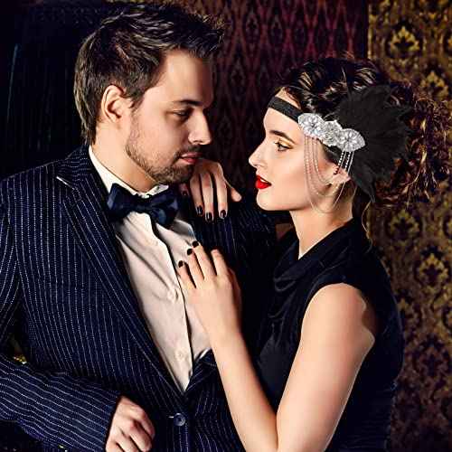 Patelai 4 Pcs Vintage 1920s Flapper Headband Rhinestone Flapper Headpiece Roaring 20s Accessories for Women Halloween