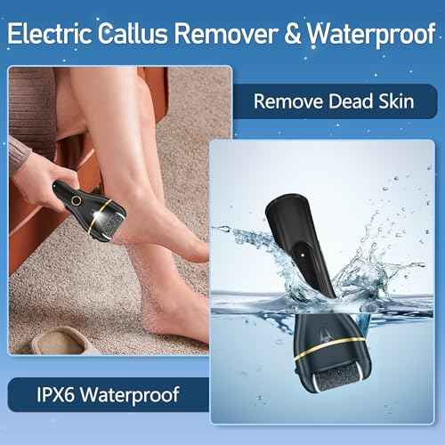 Callus Remover for Feet, Electric Foot Callus Remover Waterproof with 3 Rollers 2 Speed Battery Display,17 in1 Rechargeable Foot File Pedicure Kits for Dead Hard Cracked Dry Skin